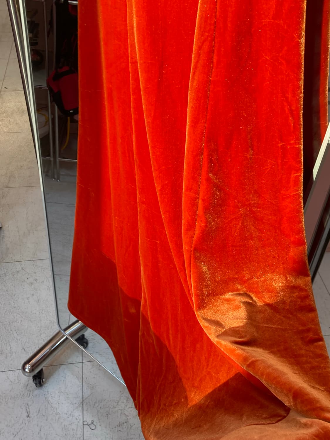 오렌지 벨벳 레이스 롱 원피스 상품이미지5