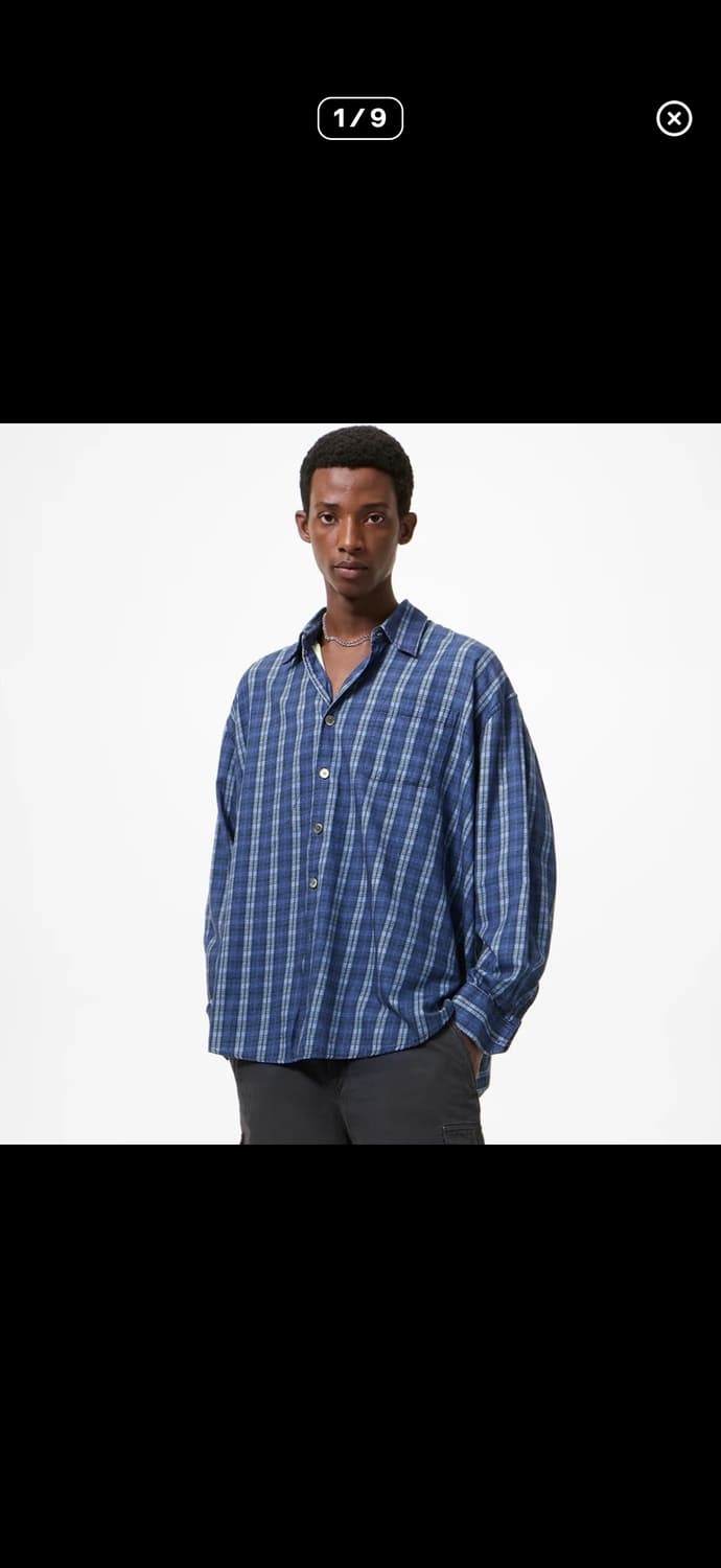 아워레가시 보로우드 셔츠 체크 플리즈 프린트 상품이미지1