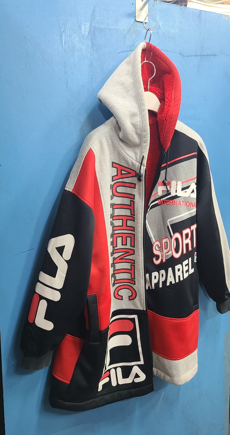 90s 일본판 정통휠라 양털후리스집업후드자켓 상품이미지2