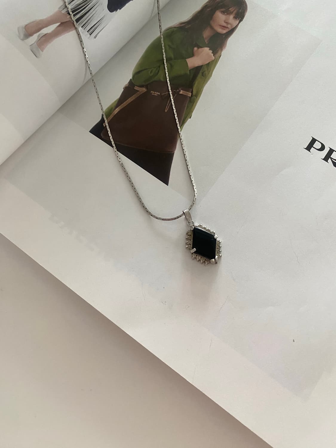 빈티지 블랙 스톤 큐빅 목걸이 상품이미지2