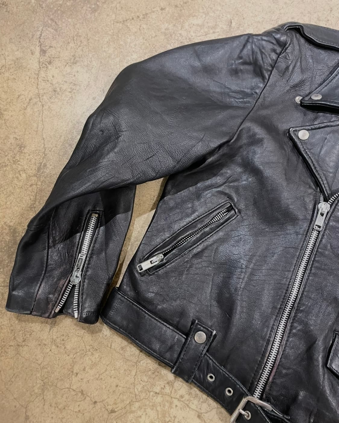 Macorium 소가죽 더블 라이더 재킷 (B5208) 상품이미지4