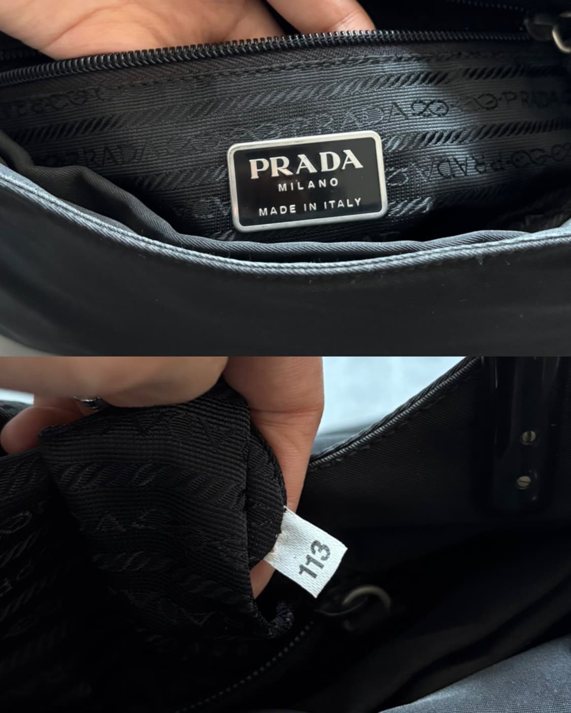 Prada 프라다 블랙 나일론 사이드로고 토트백 상품이미지8
