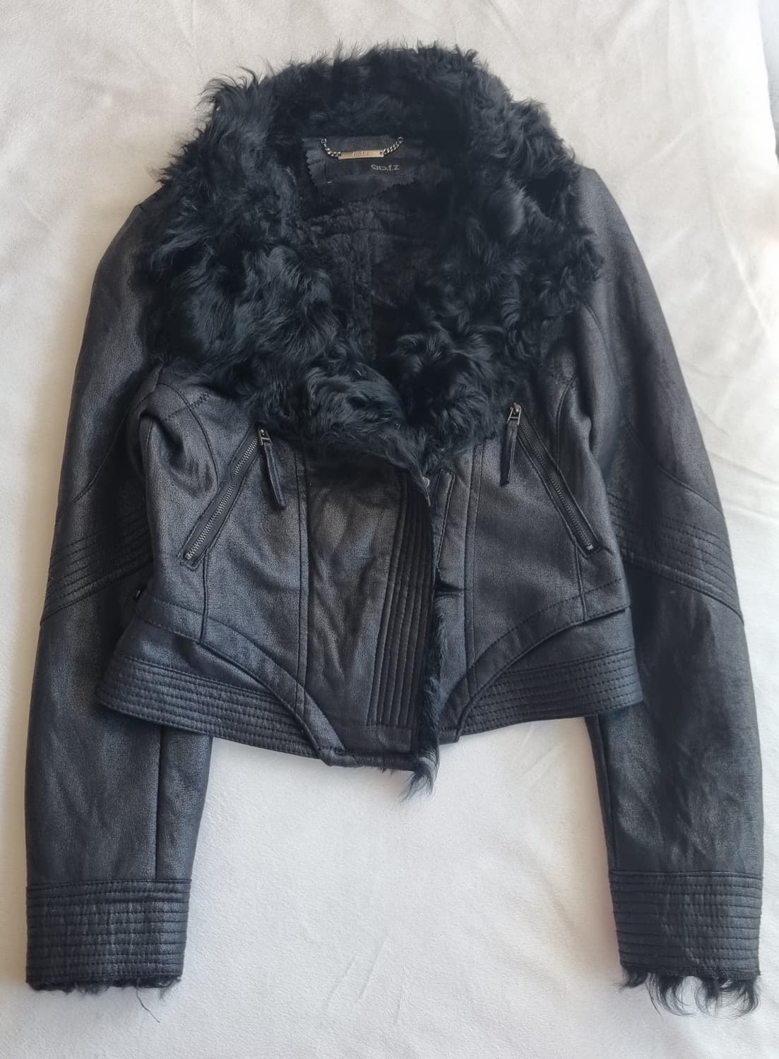 빈티지 펑크 블랙 퍼 자켓 상품이미지1