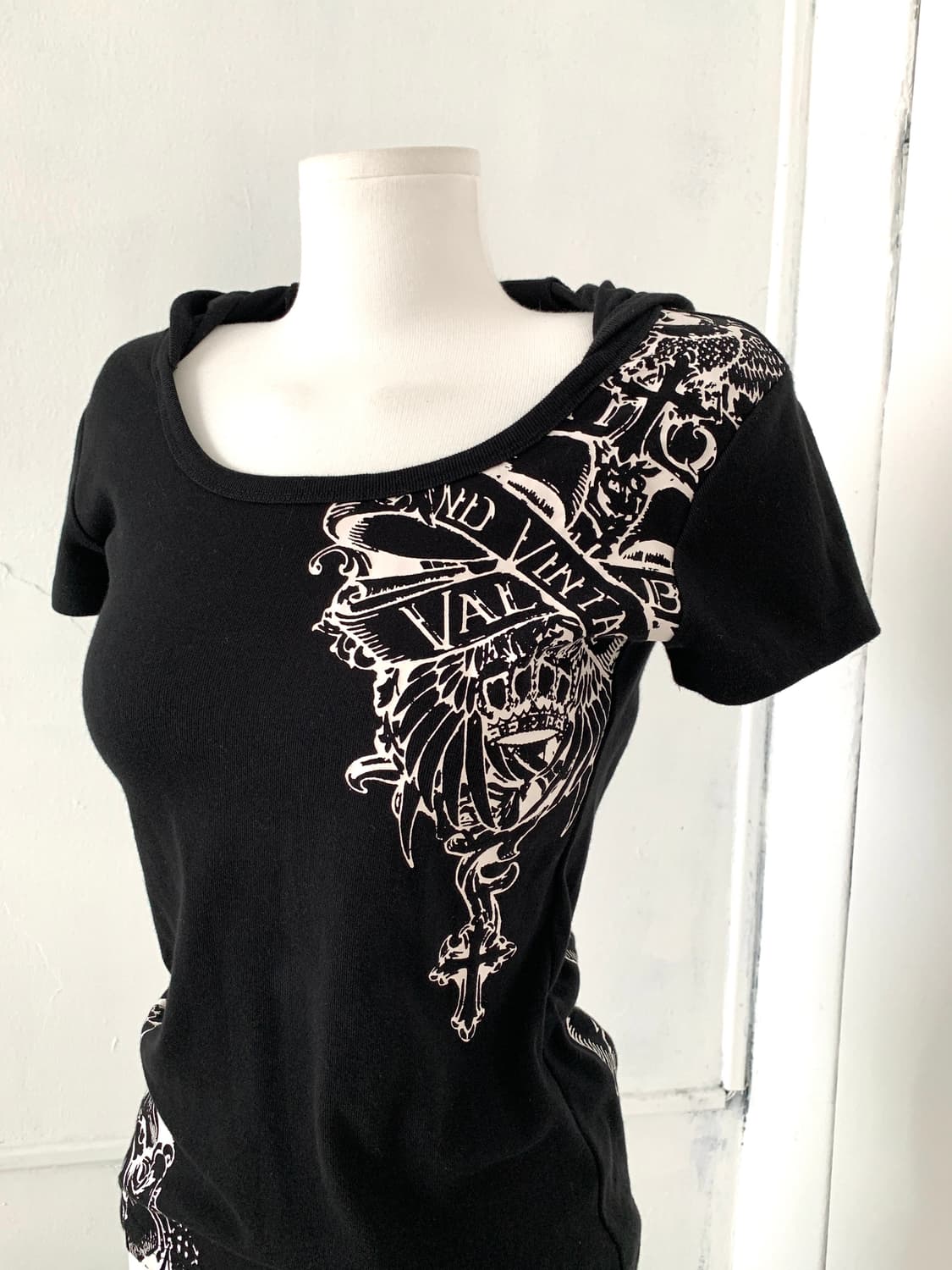 Glitz print hooded short-sleeve top 상품이미지2