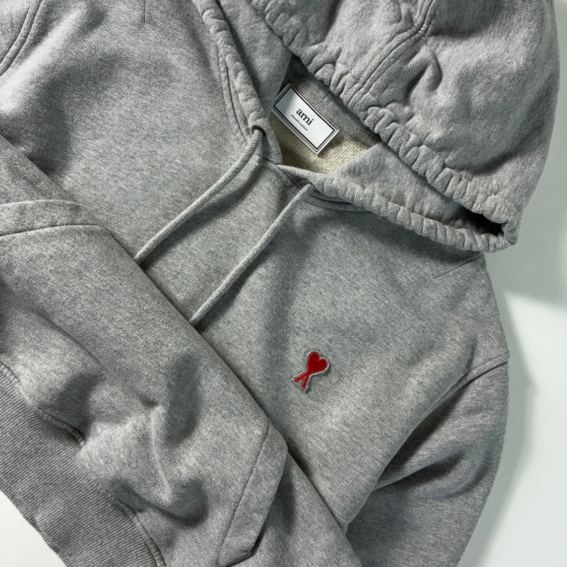 Ami  아미 스몰하트자수 그레이 후드티  상품이미지3