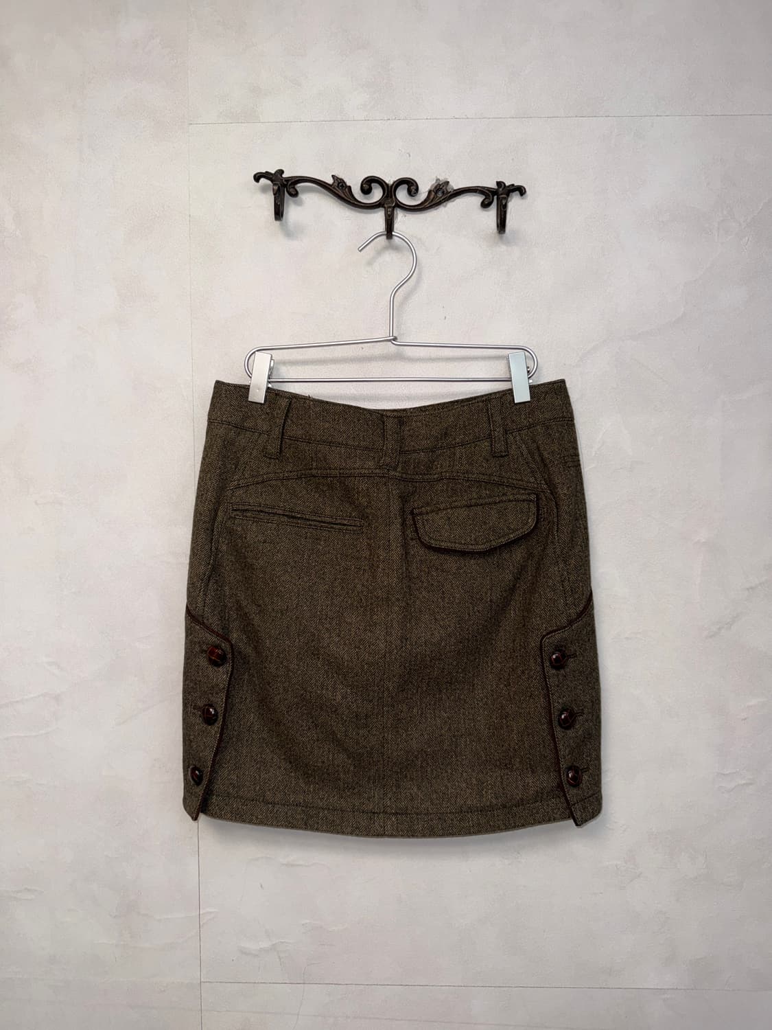 SYSTEM brown button detail wool skirt 상품이미지2