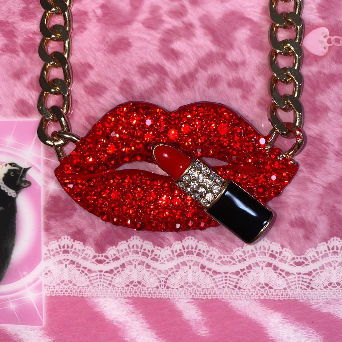 빈티지 입술 립스틱 체인 목걸이 y2k 갸루 키치  상품이미지2