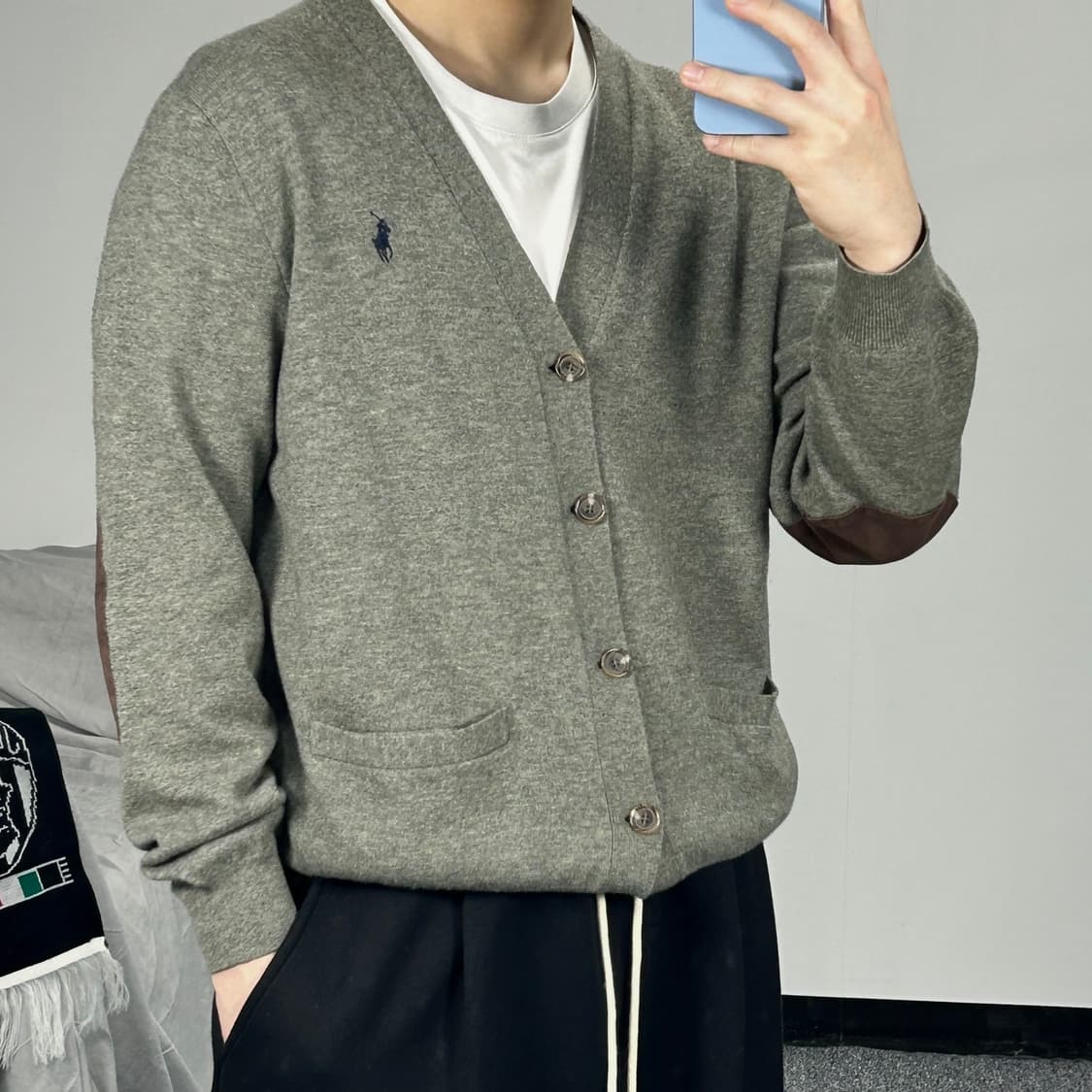 폴로 랄프로렌 메리노울 멜란지 그레이 가디건 L  상품이미지1