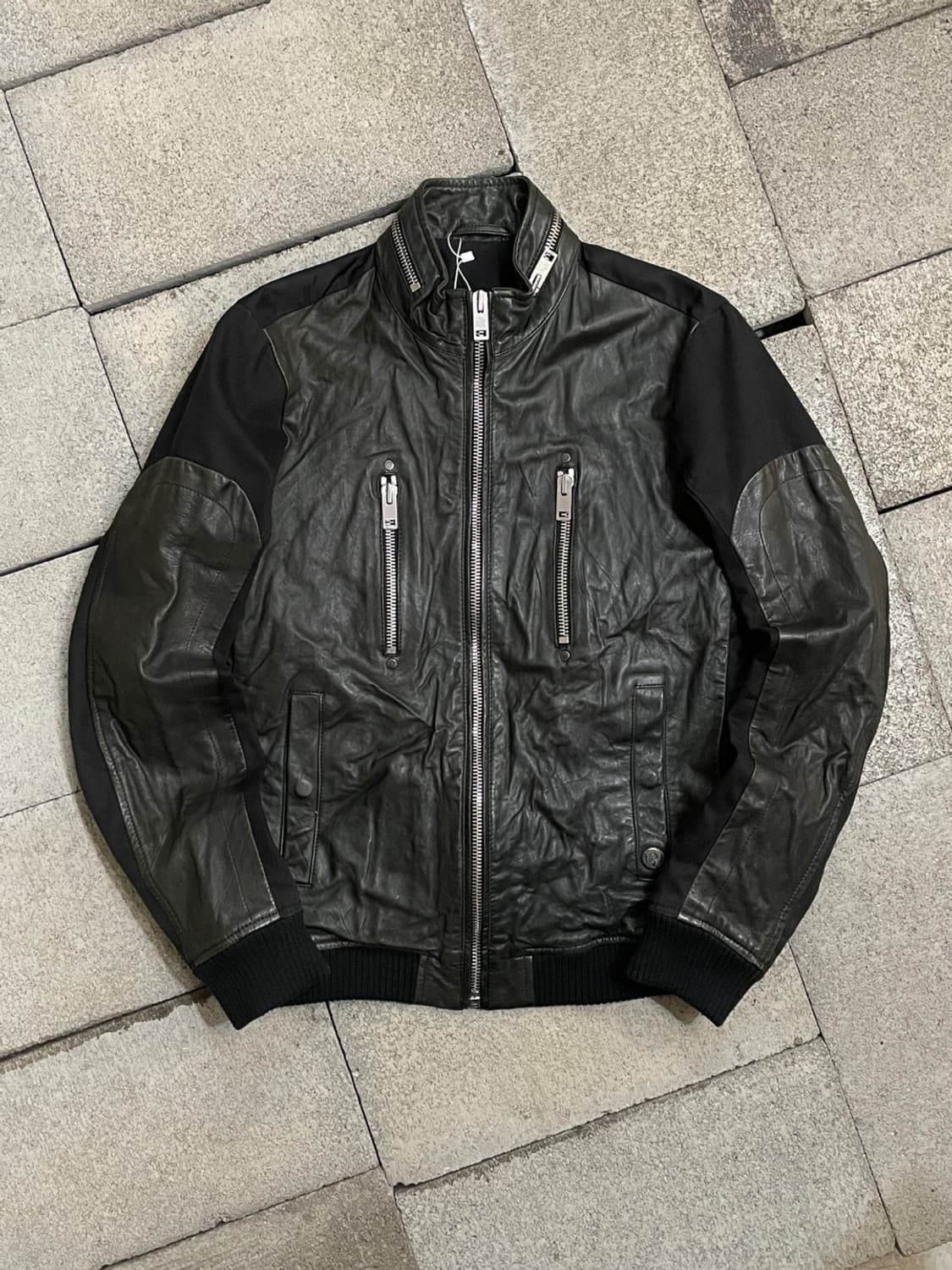 디젤 레더 믹스 봄버 자켓 상품이미지1