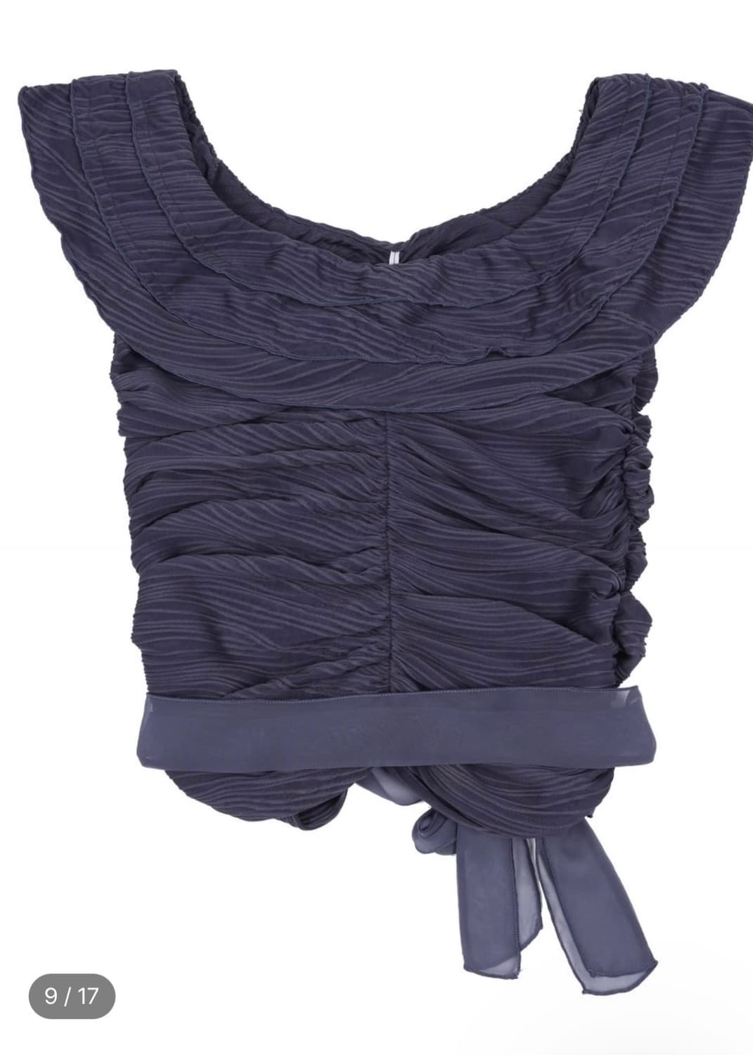 아수라-WAVE JACQUARD FRILL T (NAVY) 상품이미지5