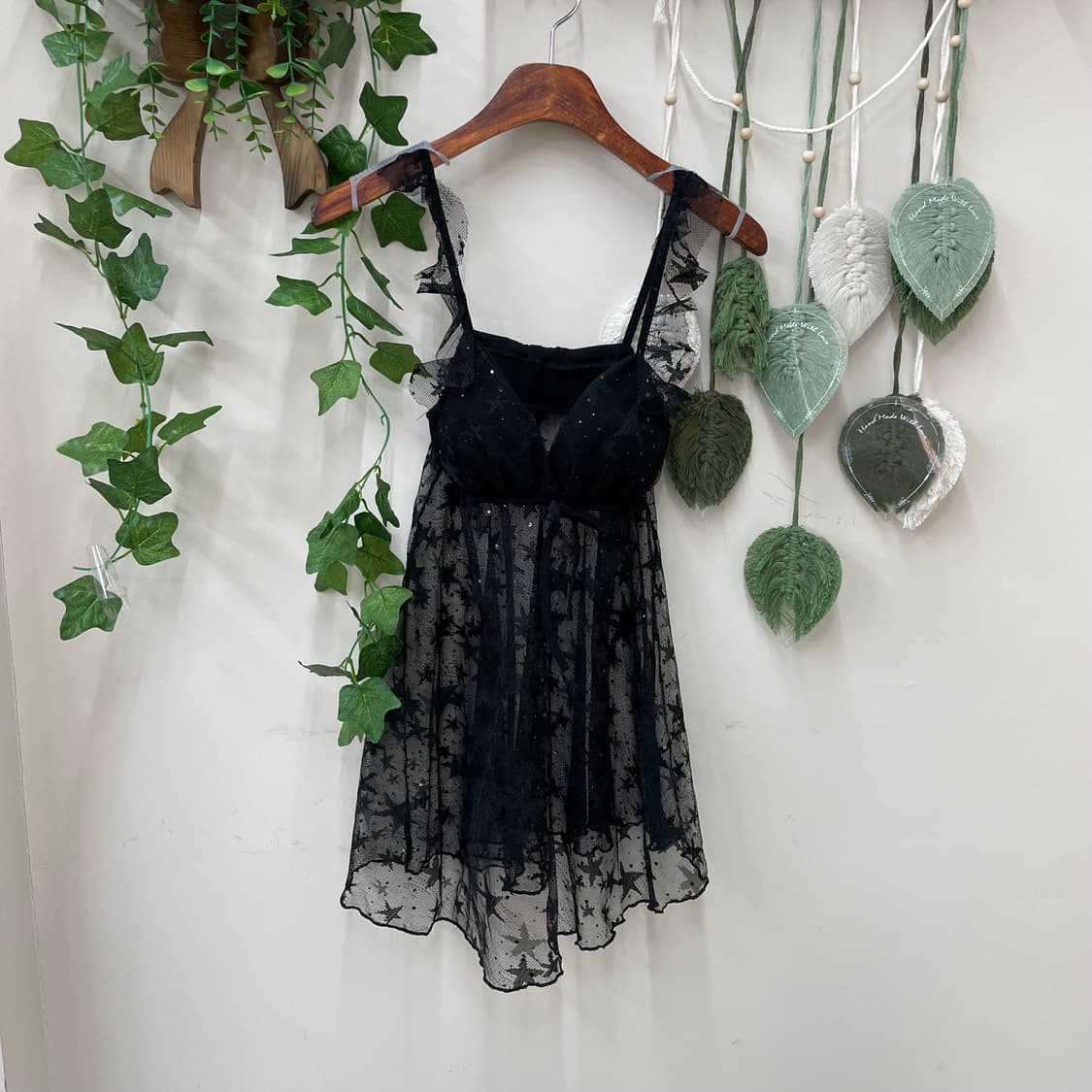 쉬폰 블랙 별 무늬 슬립  상품이미지1