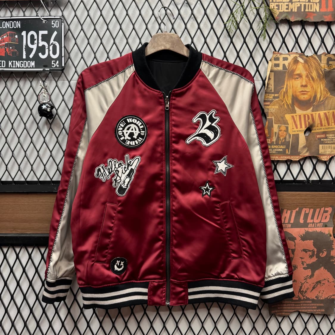 JPN VINTAGE 리버시블 스카쟌 봄버 자켓 레드 블랙 상품이미지1