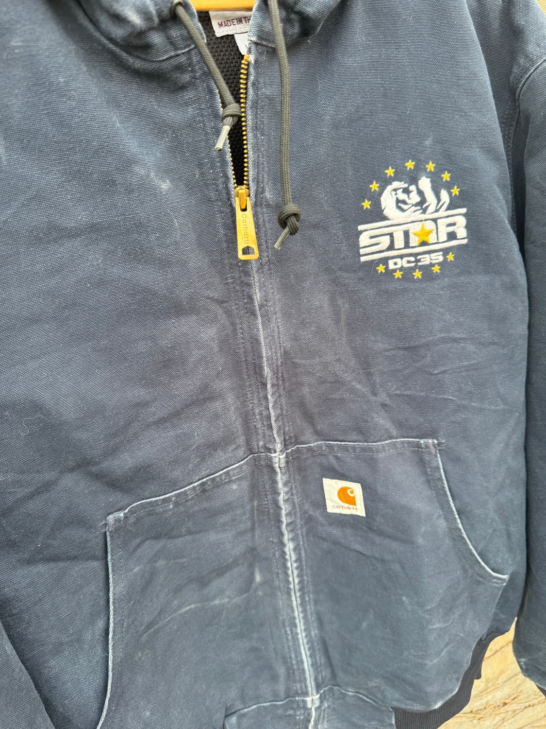 칼하트 빈티지 j131 네이비 페이딩 덕 액티브 후드 워크 자켓 상품이미지4