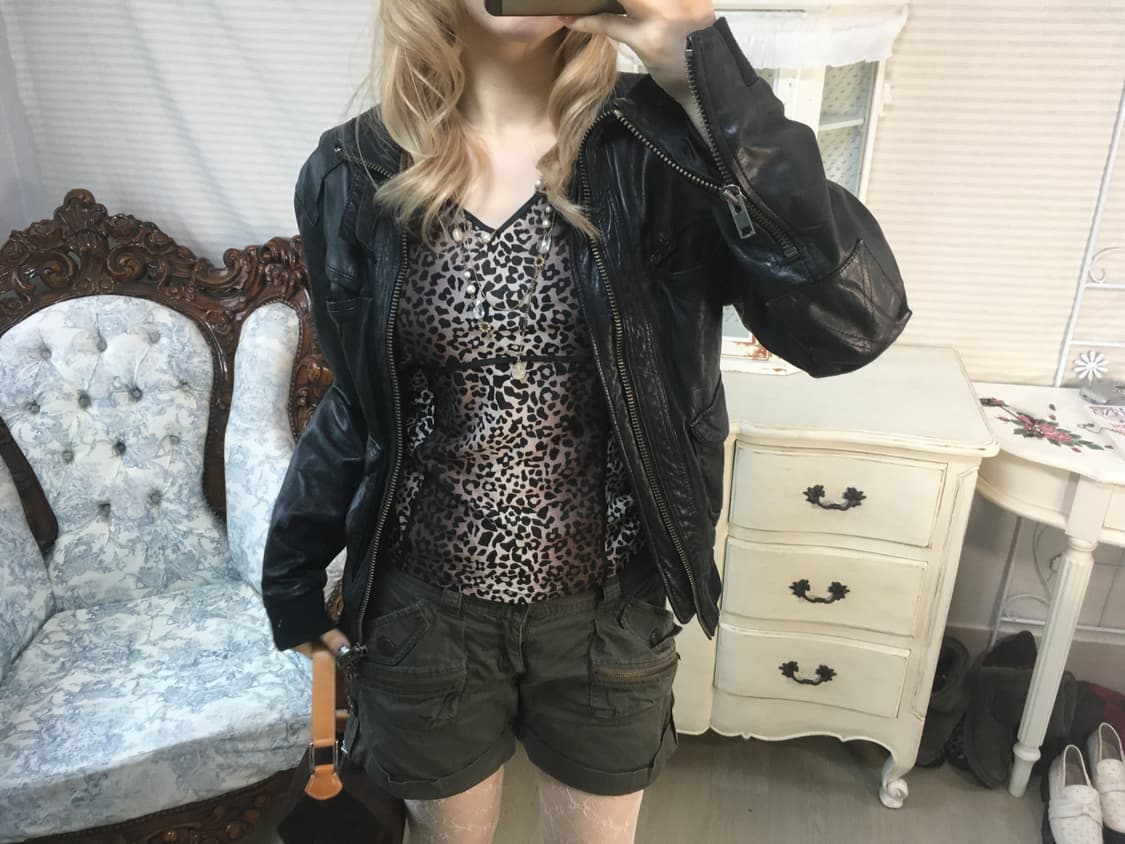 빈티지 블랙 리얼레더 봄버 자켓 상품이미지2