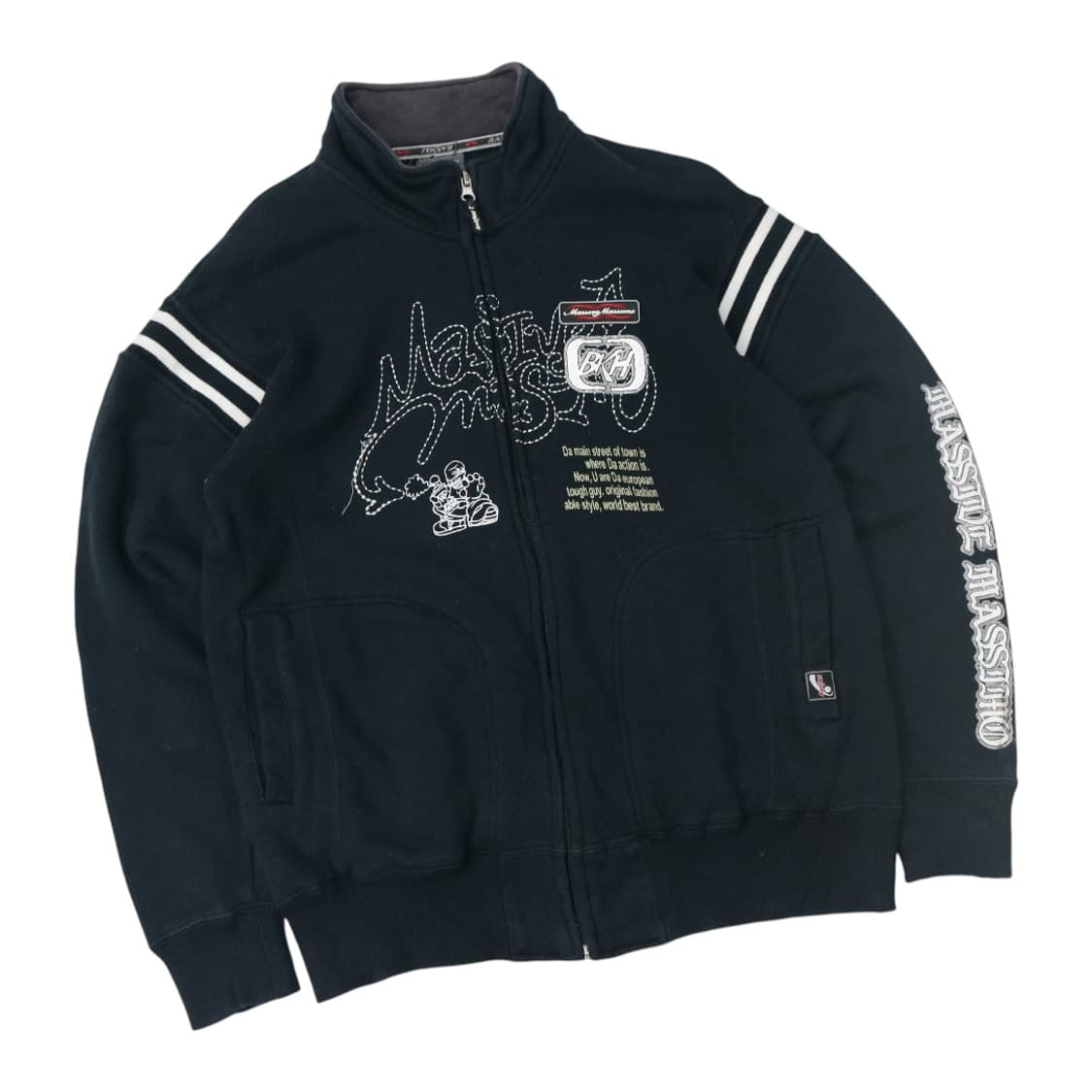 BLACKHOLE 블랙홀 빈티지 그래픽 스트릿 네이비 집업 스웻셔츠 상품이미지1