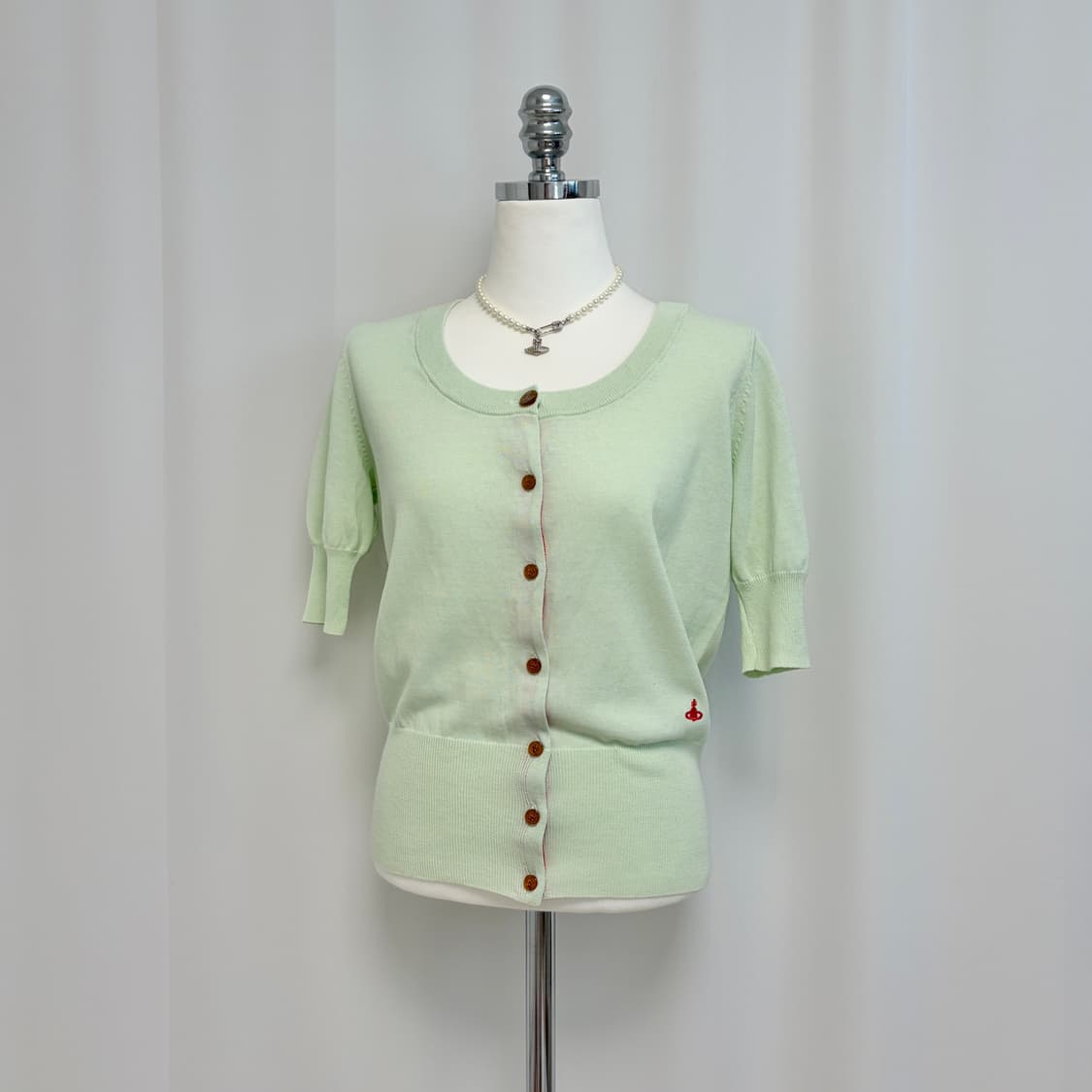 비비안웨스트우드 코튼 유넥 반팔 니트 가디건 상품이미지1