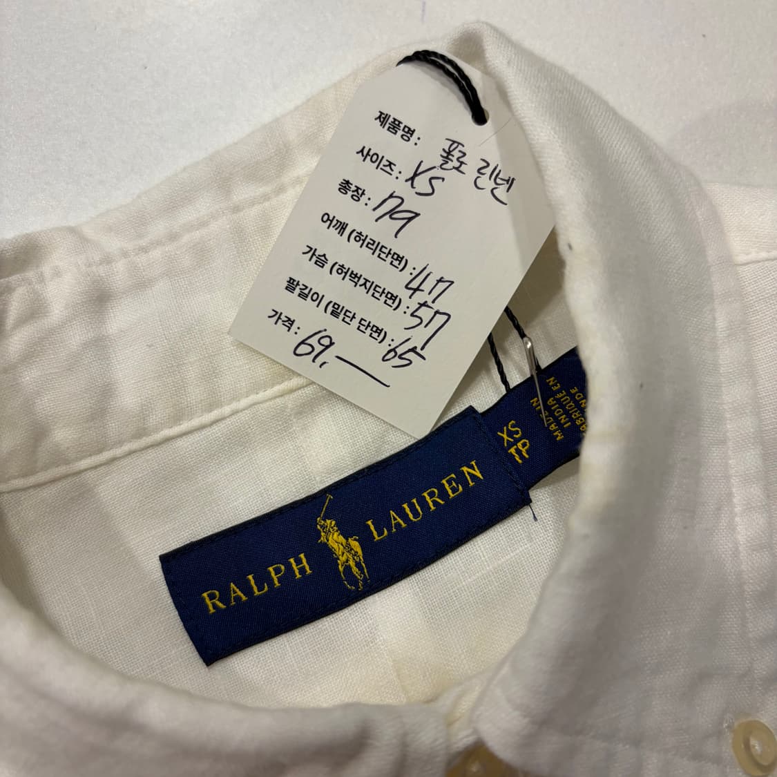 [XS] 폴로 랄프로렌 화이트 린넨 셔츠 D361 상품이미지5