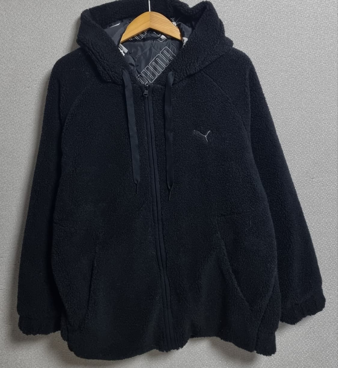 L (100) 푸마 블랙 플리스 리버시블 양면 후드집업 상품이미지1