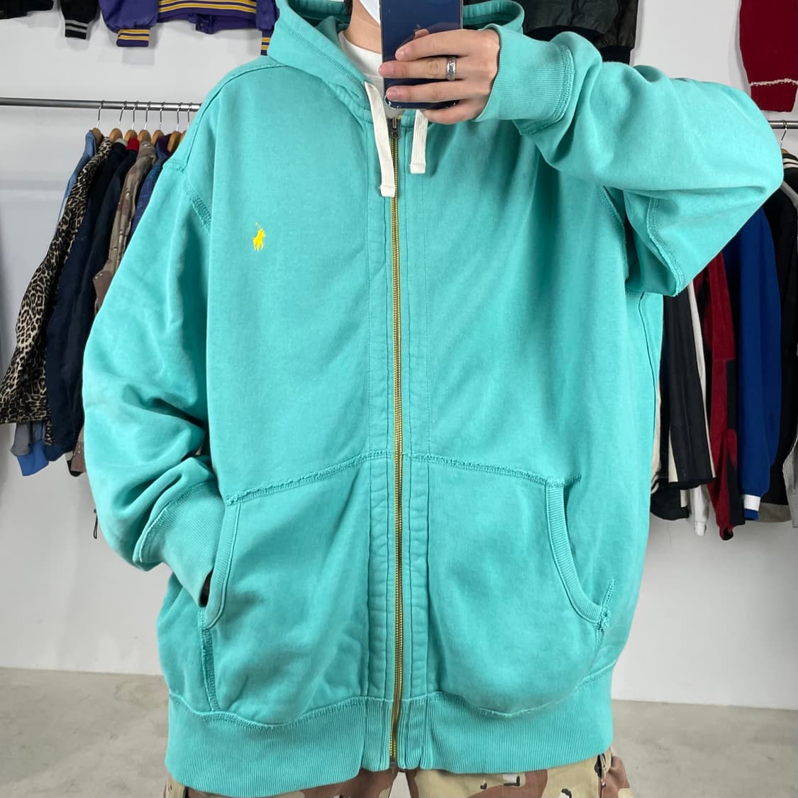 2000s 폴로 랄프로렌 아이스민트 빅사이즈 후드집업 상품이미지1