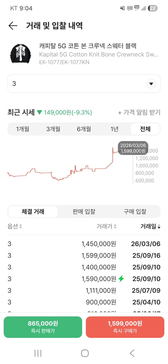 캐피탈 5G 코튼 본 크루넥 스웨터 블랙 3사이즈 상품이미지3