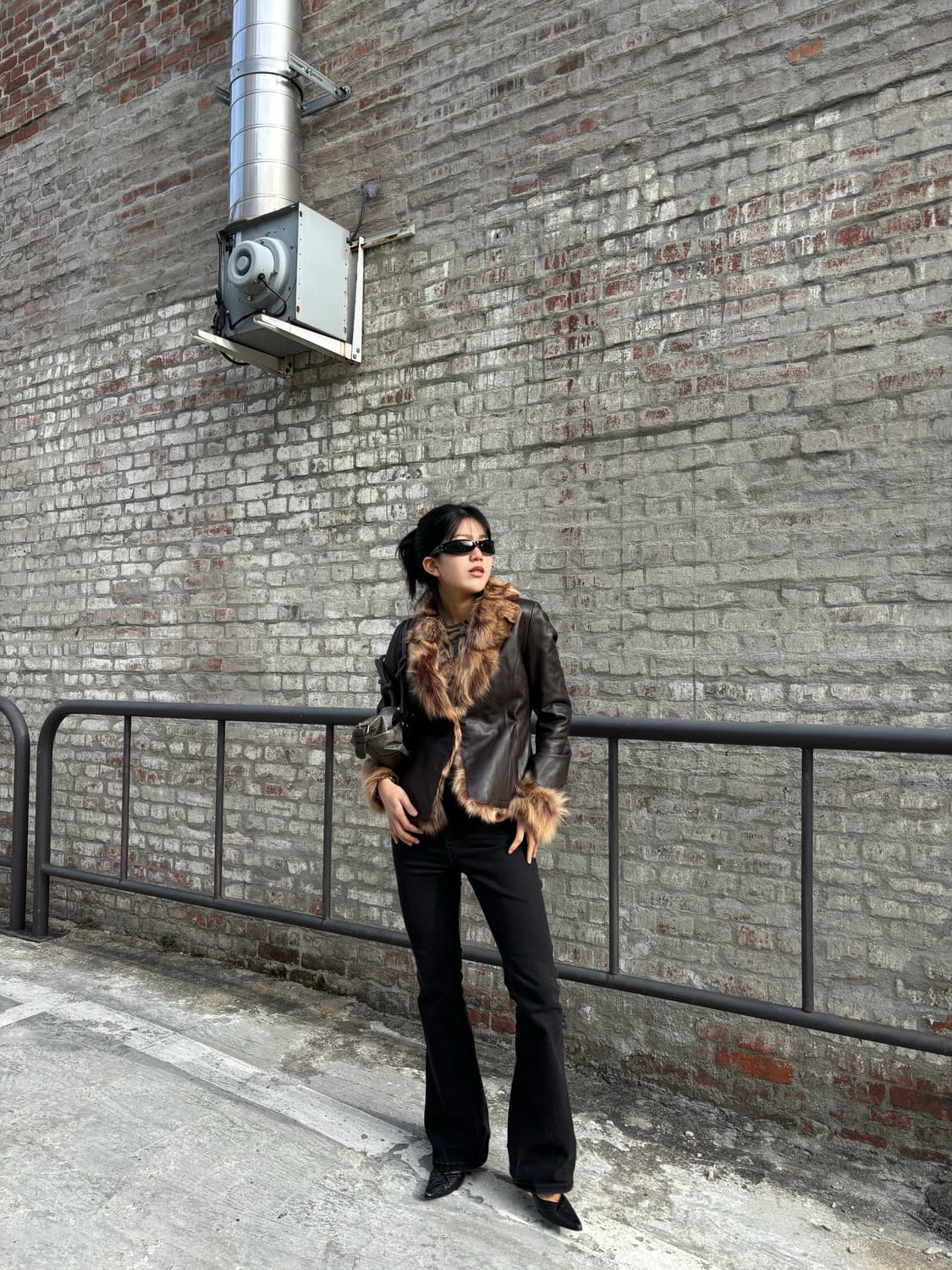 이태리양가죽 레오파드 퍼 트리밍 재킷 상품이미지6