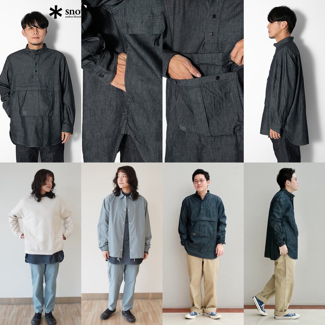 (L~XL)JPN 스노우피크 타키비 유틸리티 풀오버 데님셔츠 샴브레이 상품이미지10