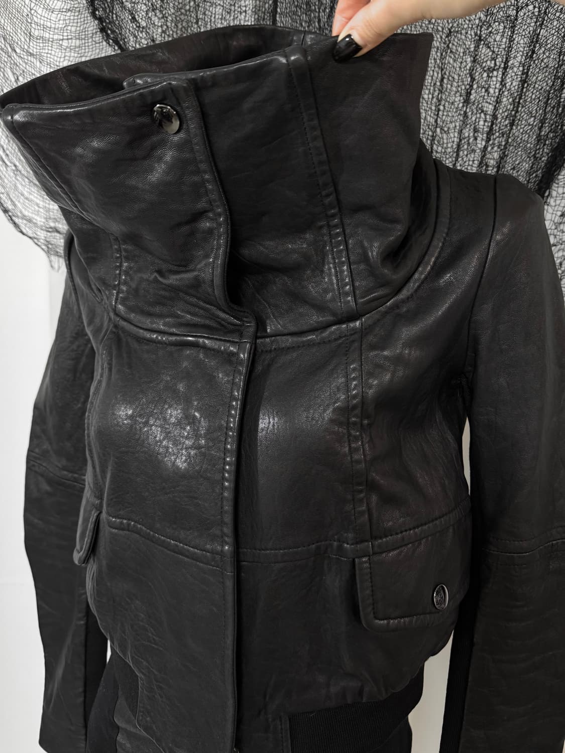 leather high neck jacket 상품이미지3