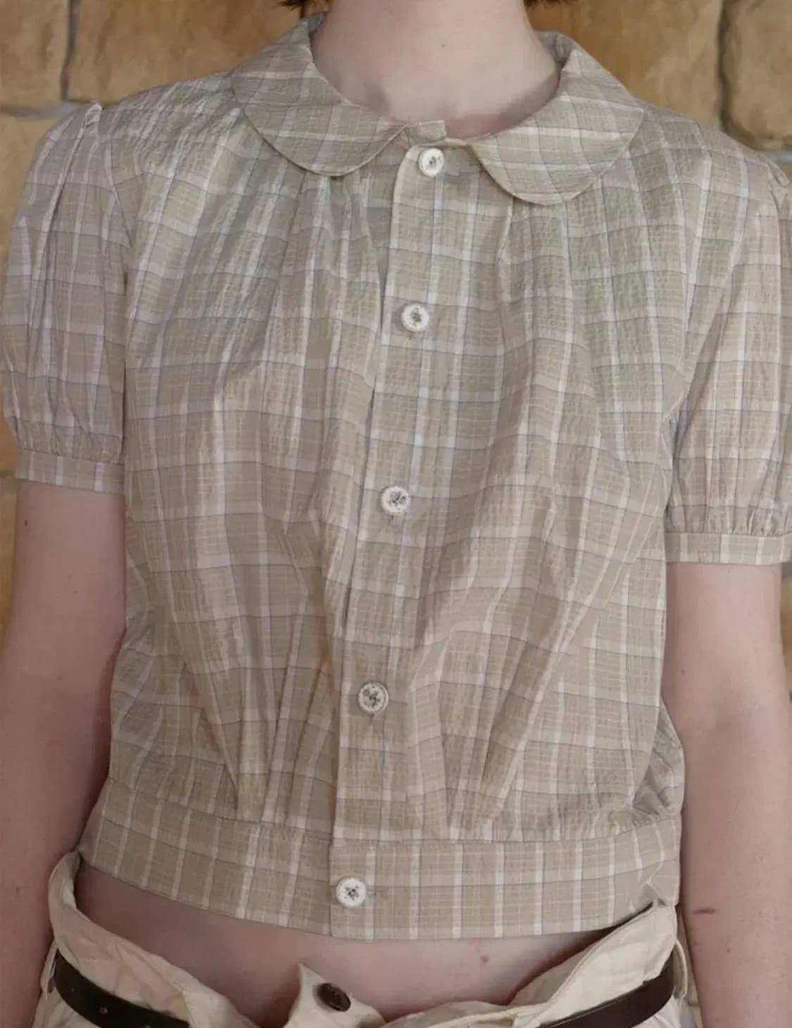 새상품 비아플레인 Via Limmo Check Blouse 상품이미지4