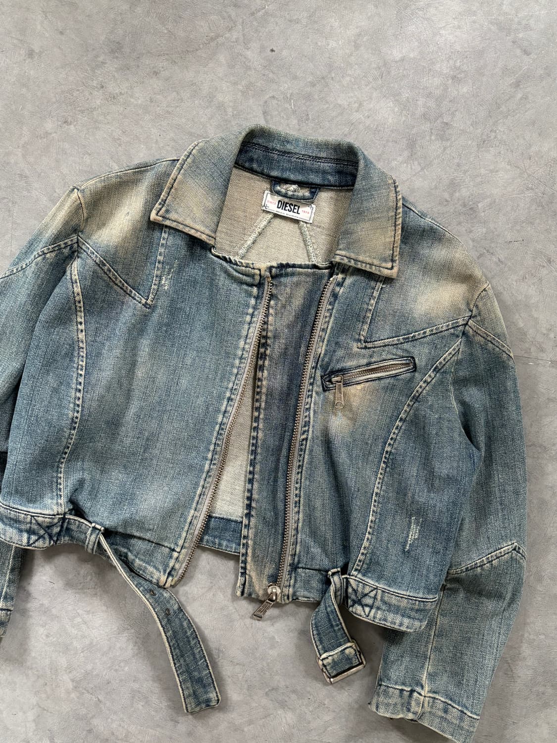 Diesel 디젤 벨티드 데님 크롭 자켓  상품이미지5