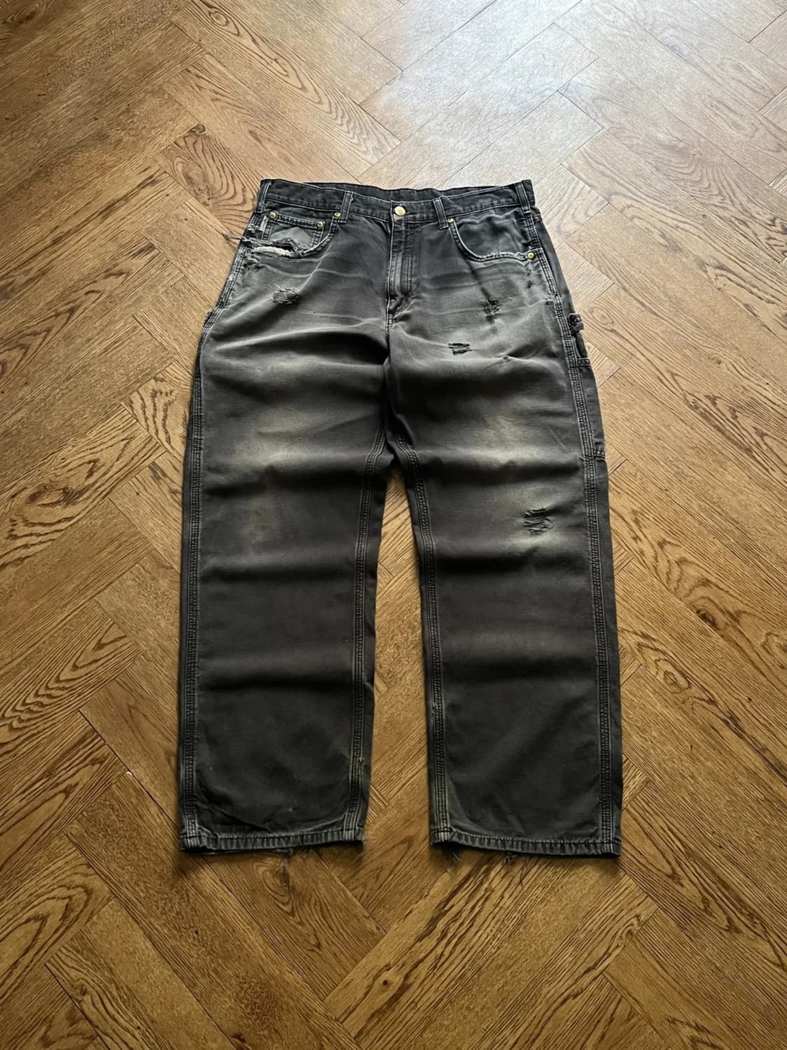 [34]칼하트 USA 하드 페이딩 블랙 싱글니 워크팬츠 상품이미지1