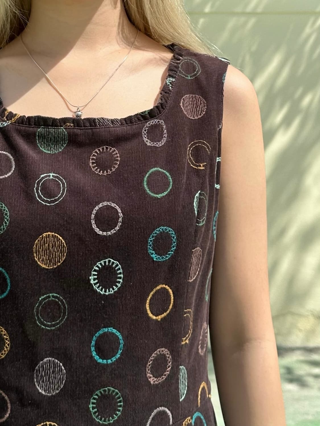 코듀로이 도트 자수 원피스 상품이미지2