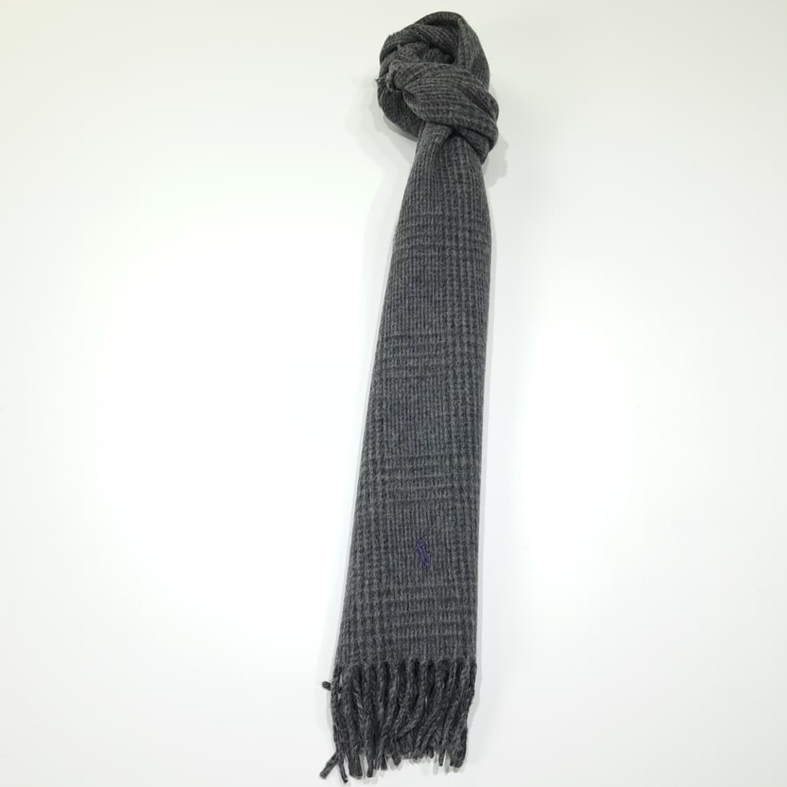 MX407 폴로 랄프 로렌 그레이 글렌 체크 & 퍼플 라인 양면 울 혼 상품이미지5