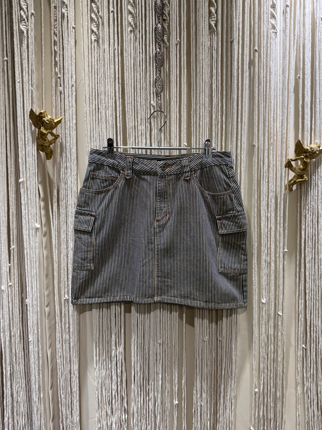 Striped Pocket Denim Skirt 0079 상품이미지1