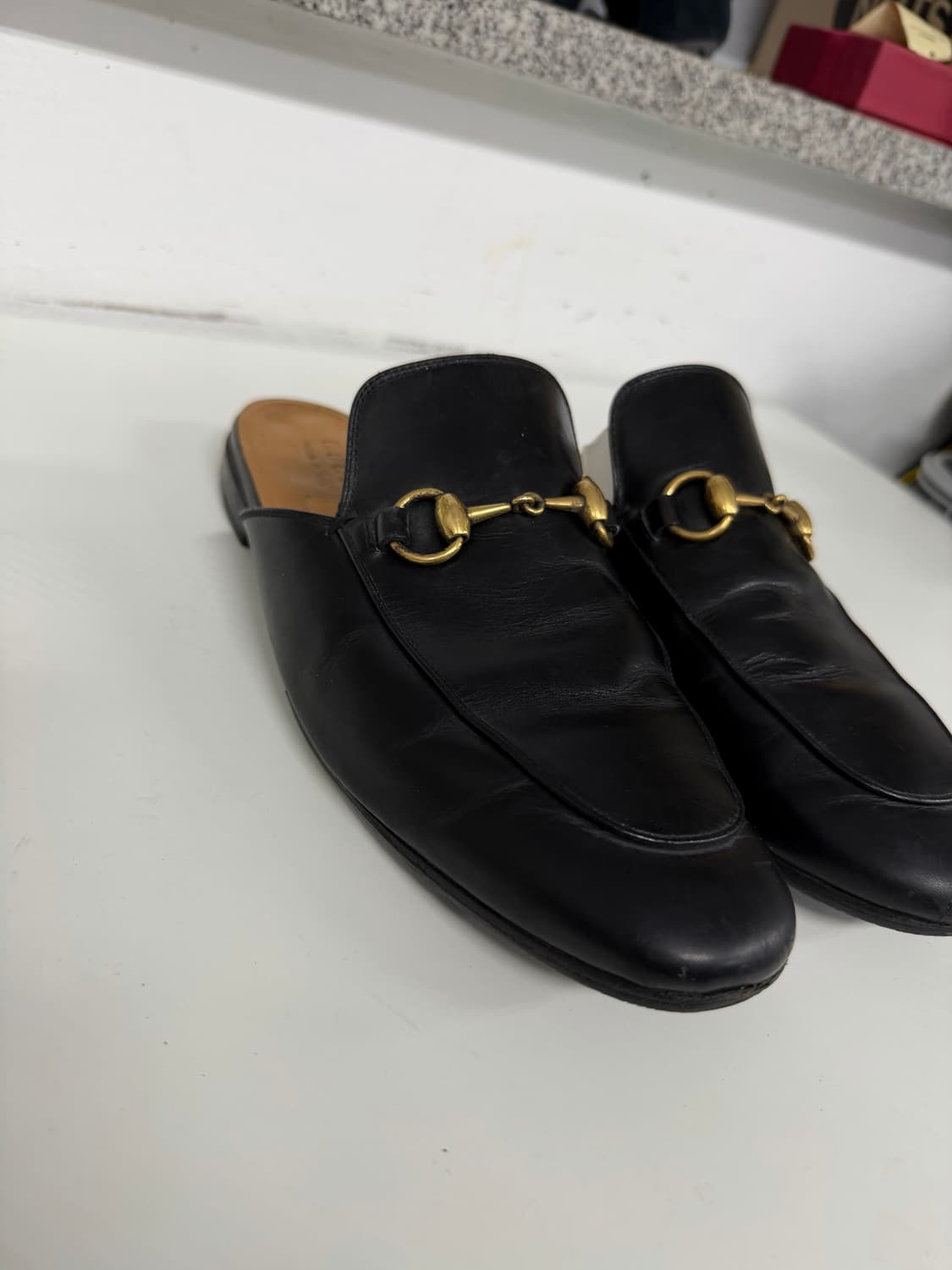 정품) 구찌 프린스타운 홀스빗 레더 뮬 슬리퍼 7 상품이미지3