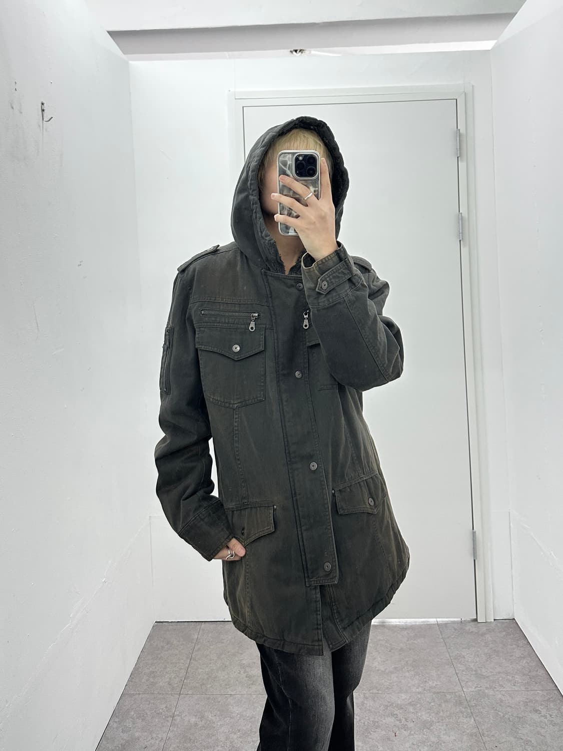 Jpn create barefoot grunge fade fur hood 상품이미지3