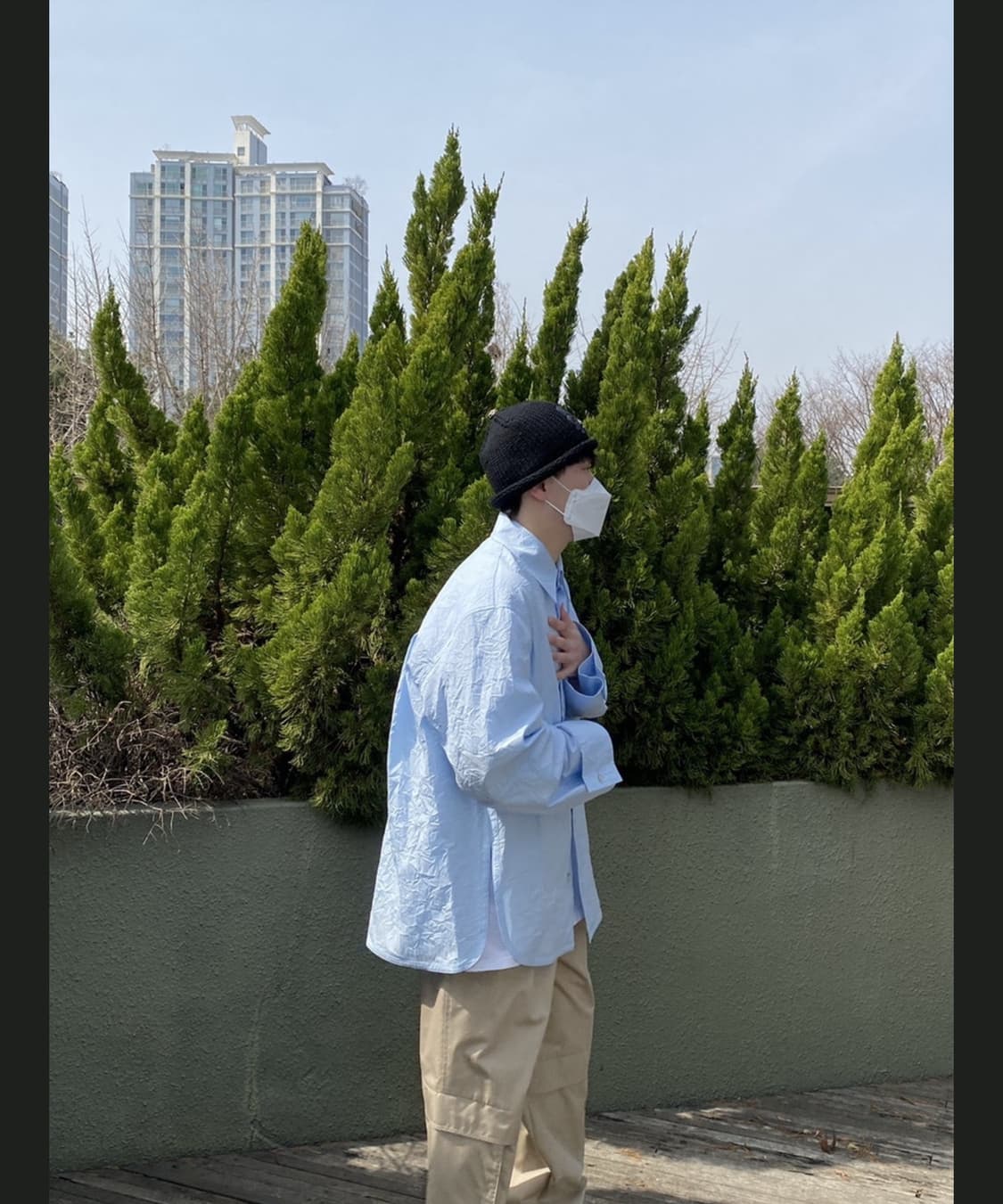 우영미 21SS 크링클 셔츠 블루 50사이즈 상품이미지2