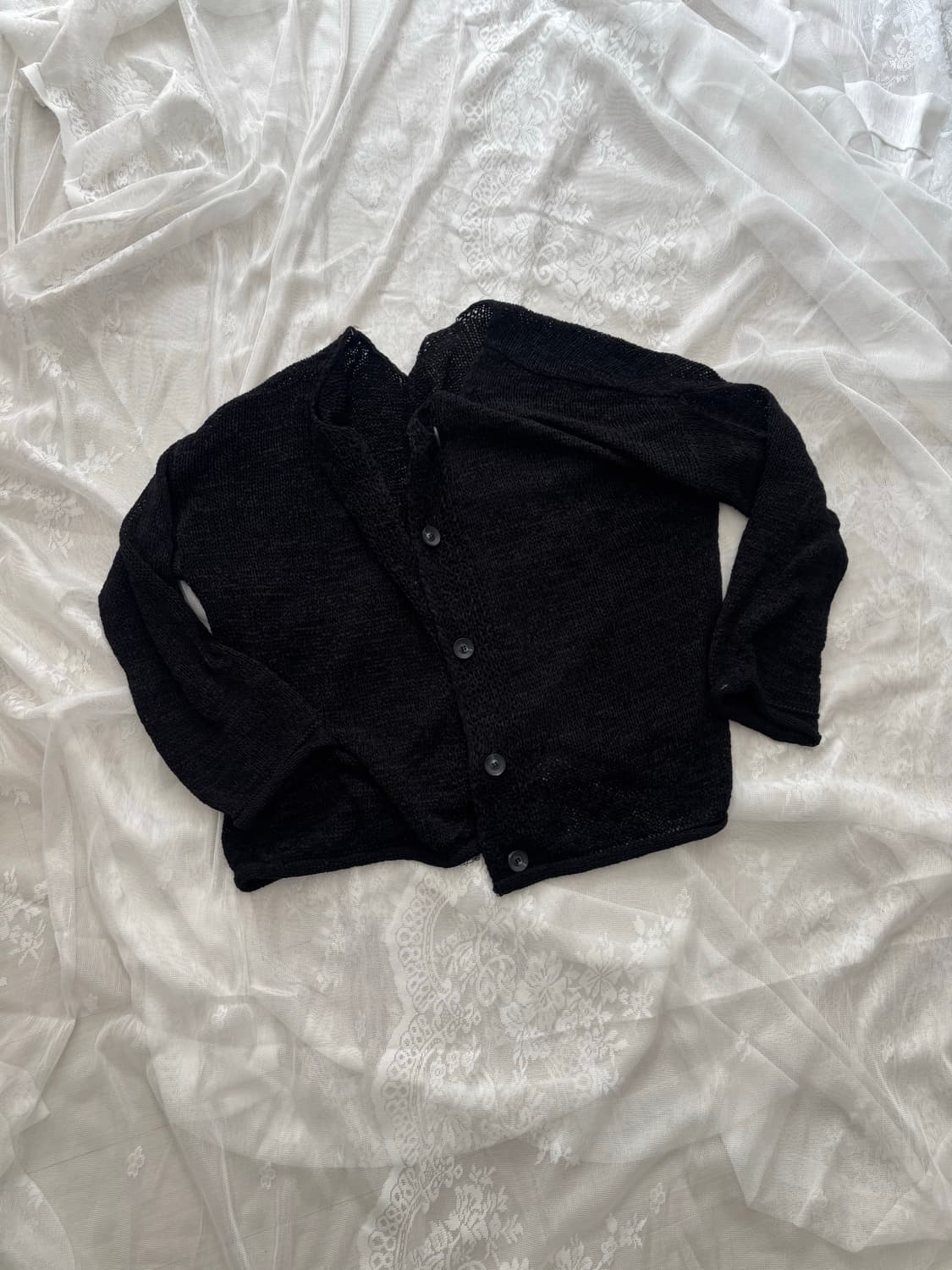 모리걸 오버핏 블랙 니트 가디건 상품이미지2