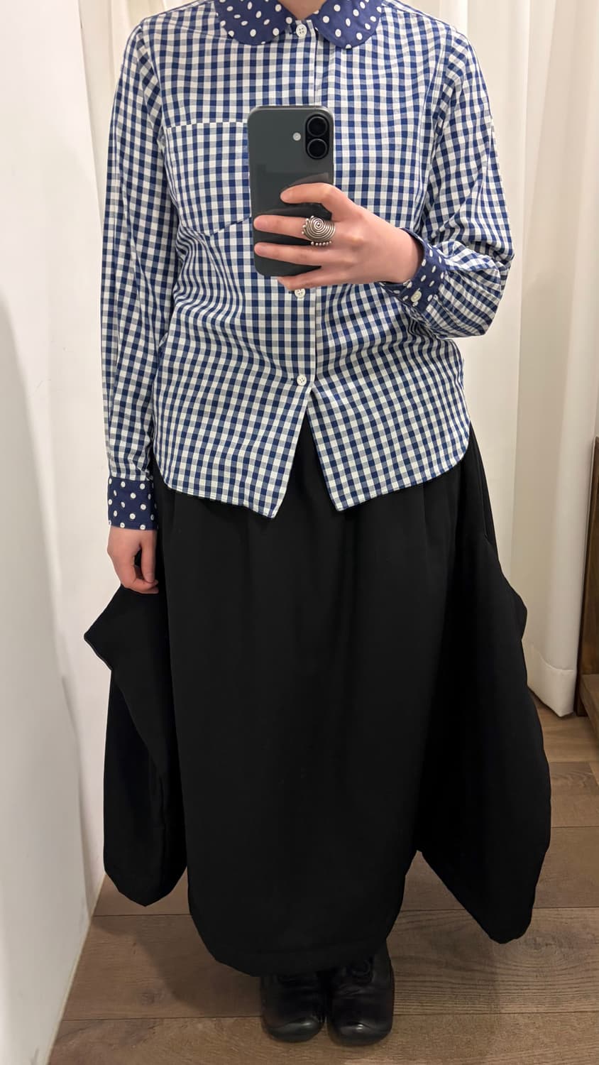 Dot Collar Check Blouse 상품이미지8