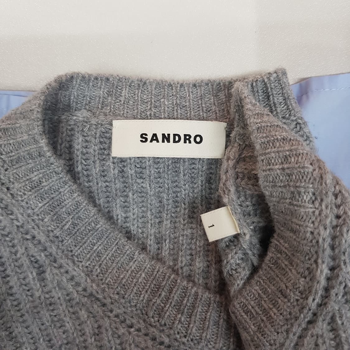 산드로 SANDRO 레이어드 크롭 니트  셔츠 디테일 1사이즈 상품이미지5