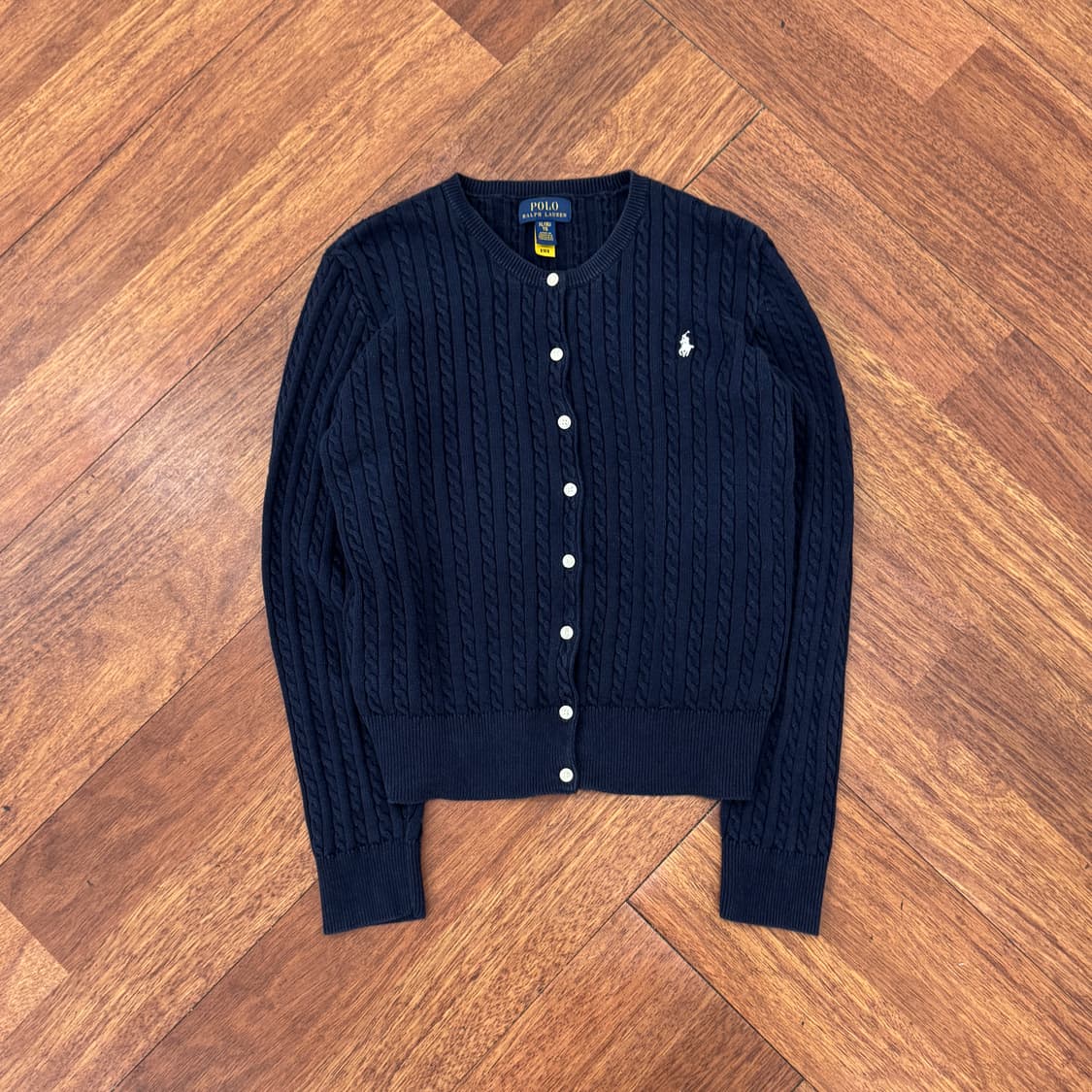 여성용 M 폴로 랄프로렌 미니 케이블 네이비 니트 가디건  상품이미지1