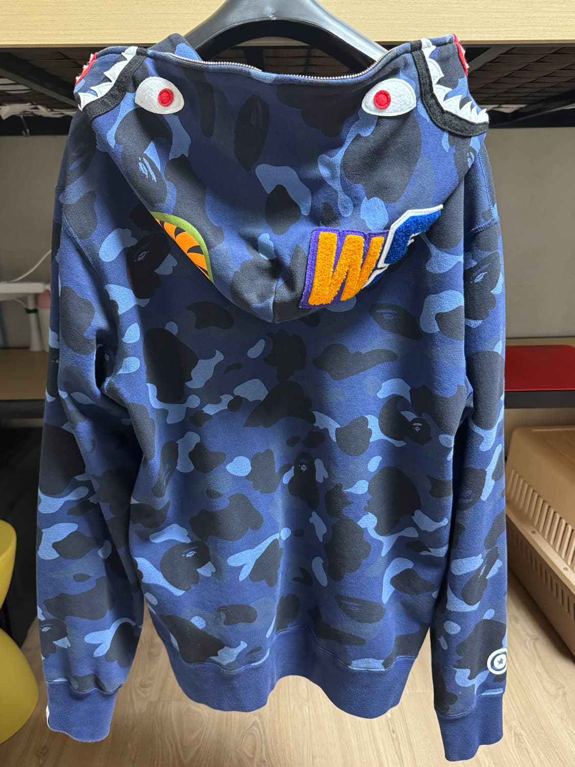 베이프 컬러 카모 샤크 풀 집업 후드 네이비 상품이미지3