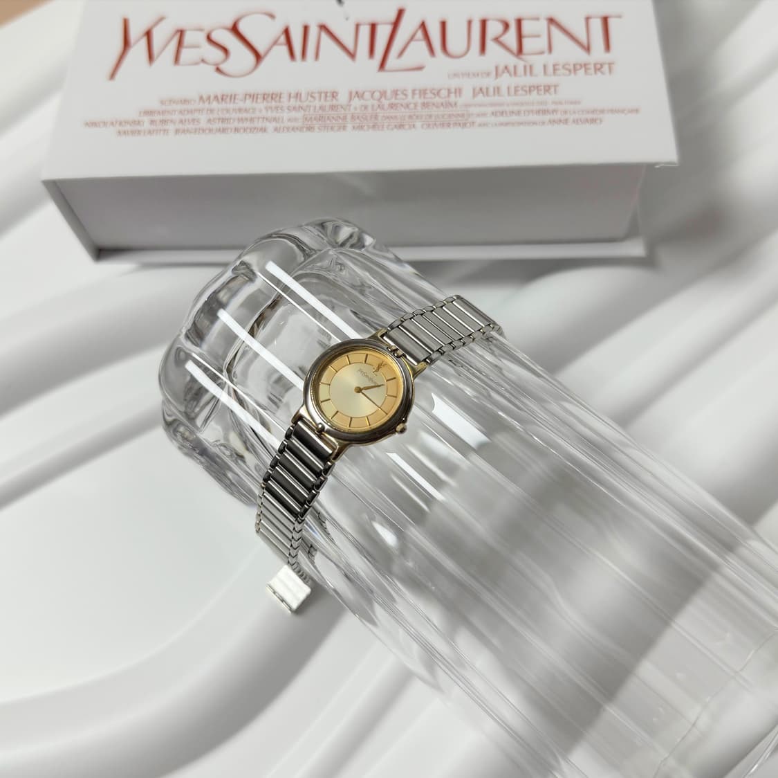 빈티지 YSL 생로랑 콤비 메탈 브레이슬릿 쿼츠 시계 상품이미지1