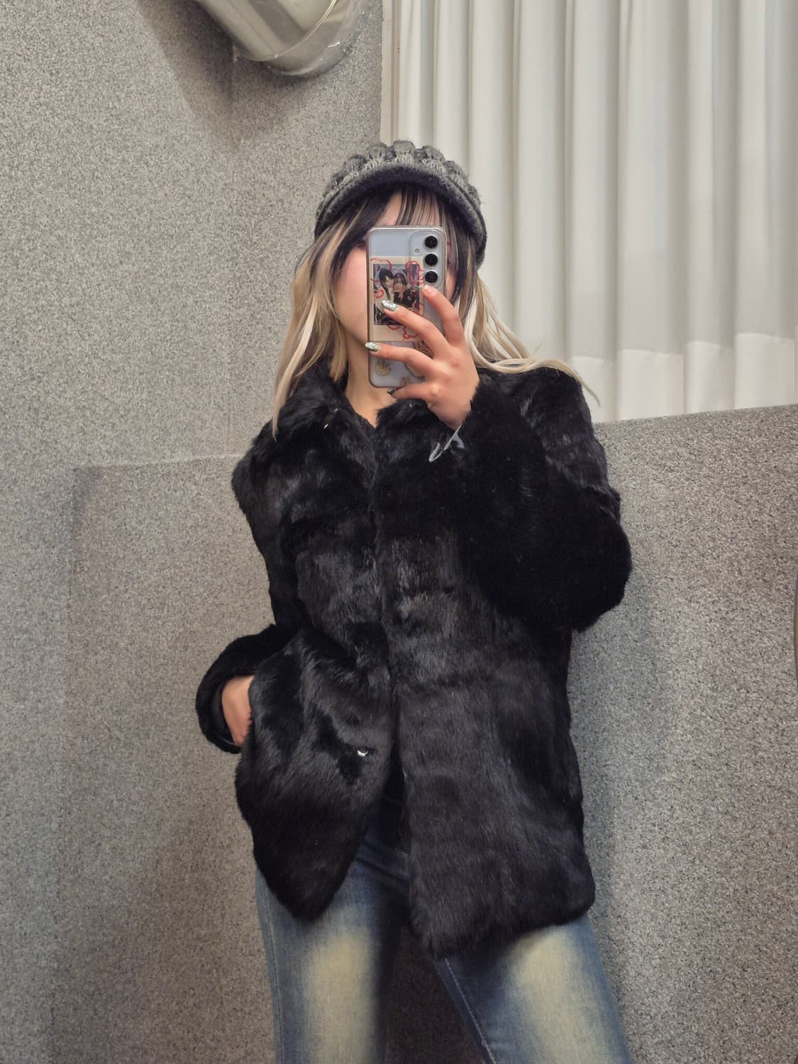 VINTAGE BLACK RABBIT FUR JACKET  상품이미지1