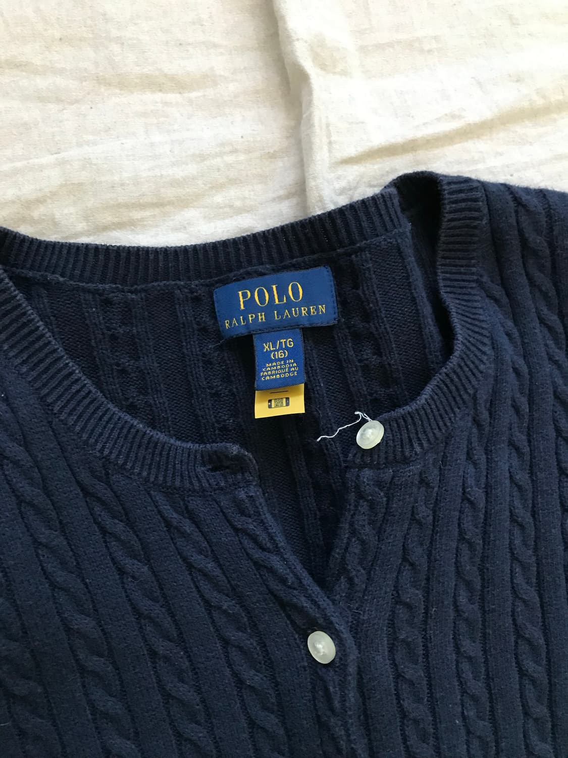 폴로 랄프로렌 QR코드 신형택 포니로고 네이비 케이블 가디건 상품이미지7