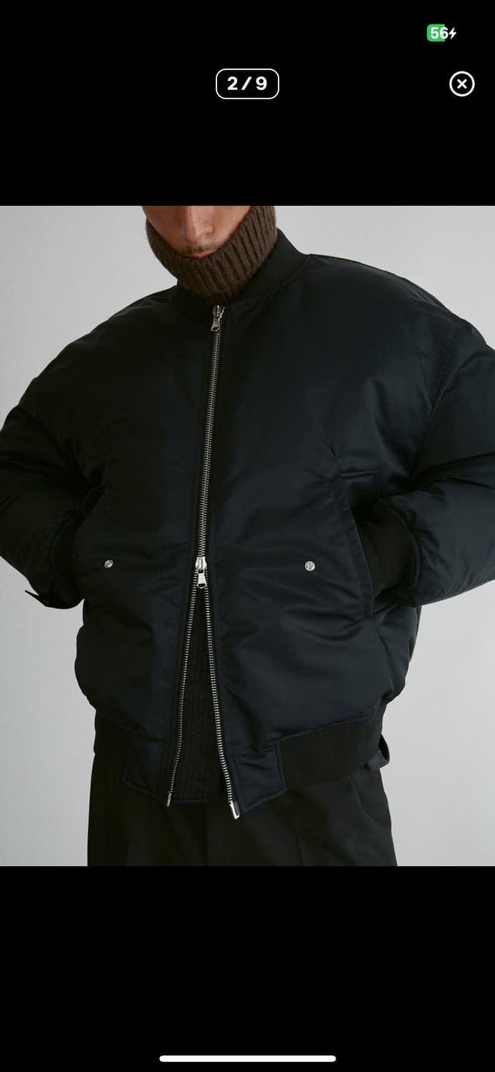 [M] 렉토 오버사이즈 나일론 다운 항공 점퍼 ma-1 마원 패딩 블랙 상품이미지2