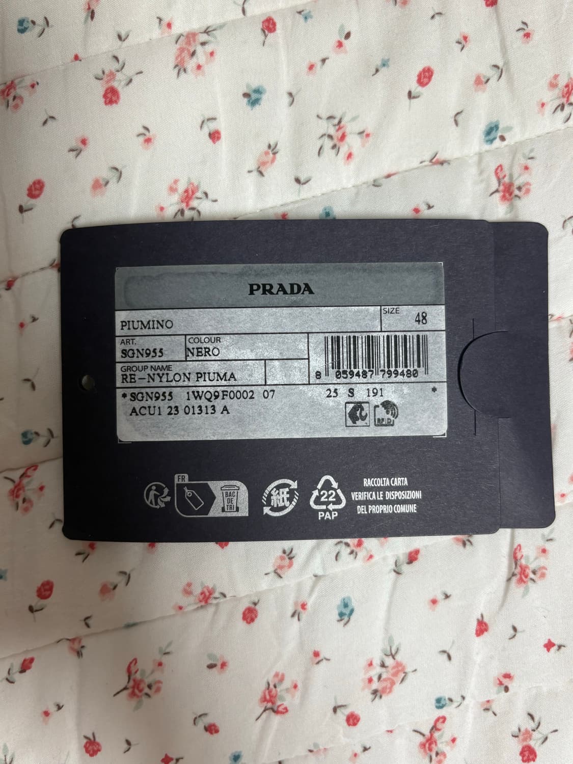 PRADA SGN955 Re-Nylon Padding Black 48 / 상품이미지6