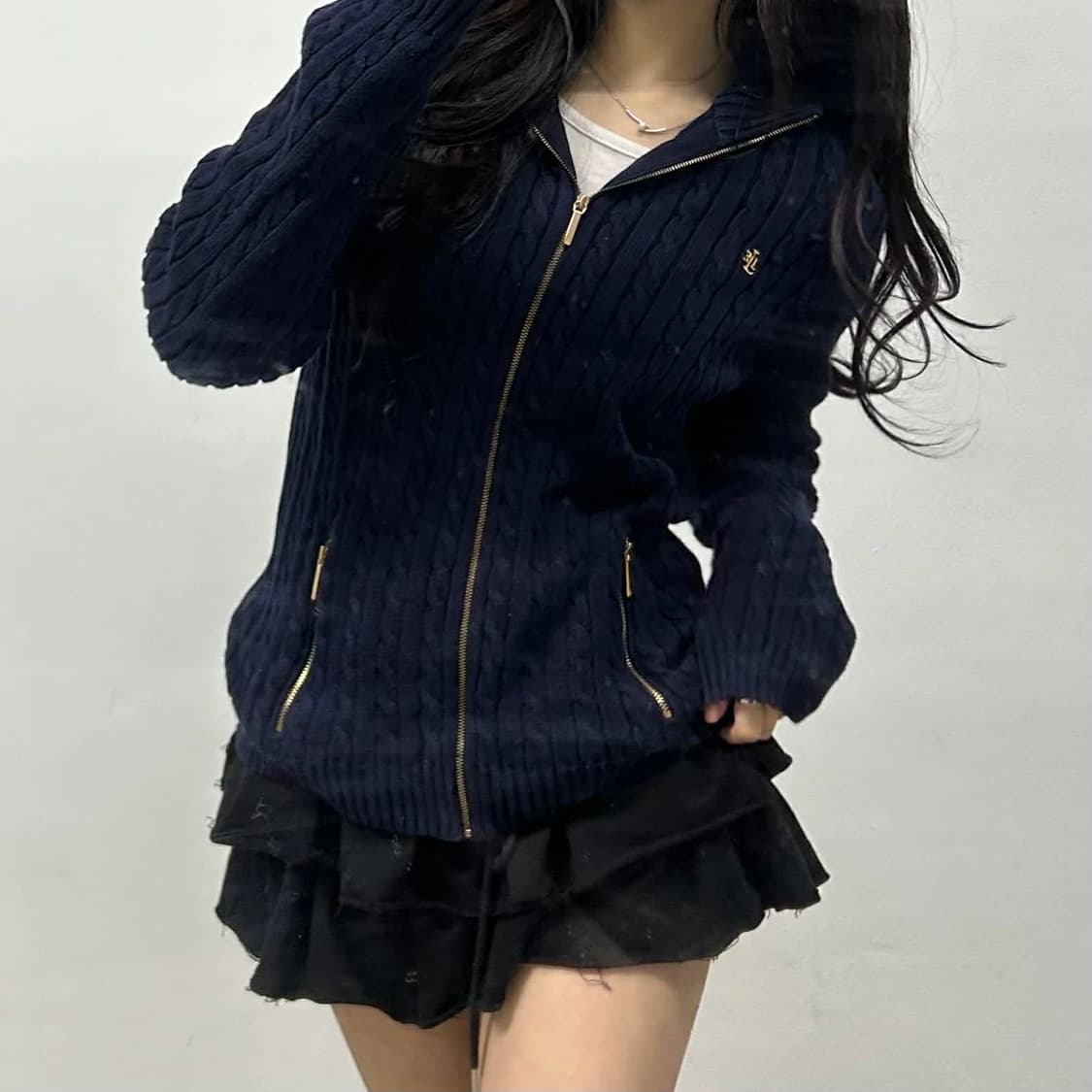 폴로 랄프로렌 RL 시그니처 케이블 니트 집업(L) 상품이미지1