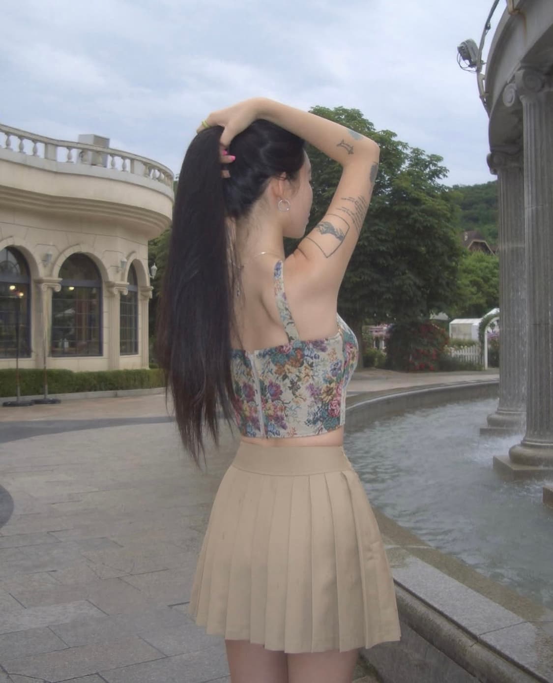 [새상품/2]페일제이드 자가드 플라워 코르셋 뷔스티에 슬리브리스 나시 상품이미지5