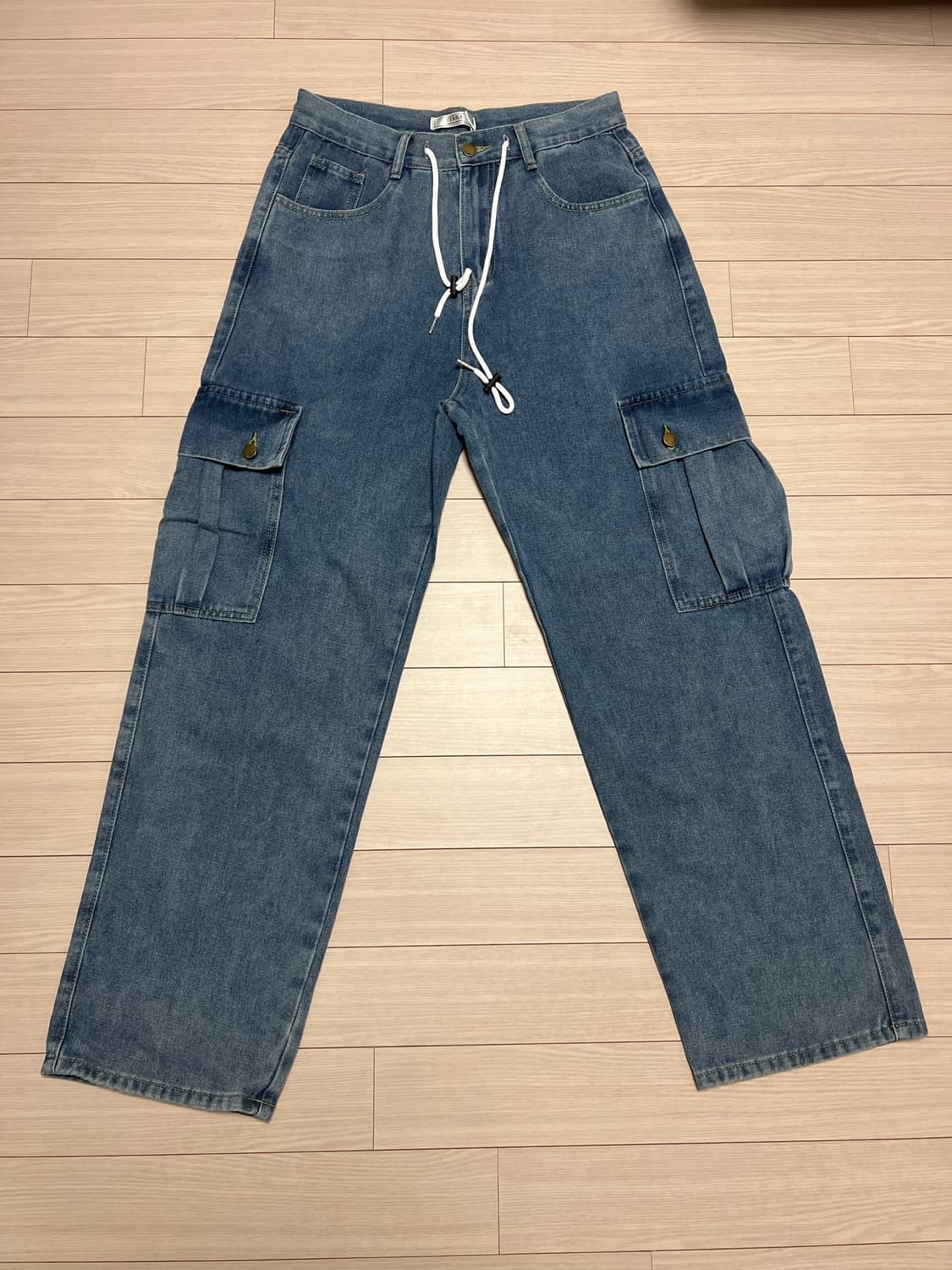 데님 카고 팬츠 / 스트링 디테일 와이드핏 청바지 / 29 상품이미지1