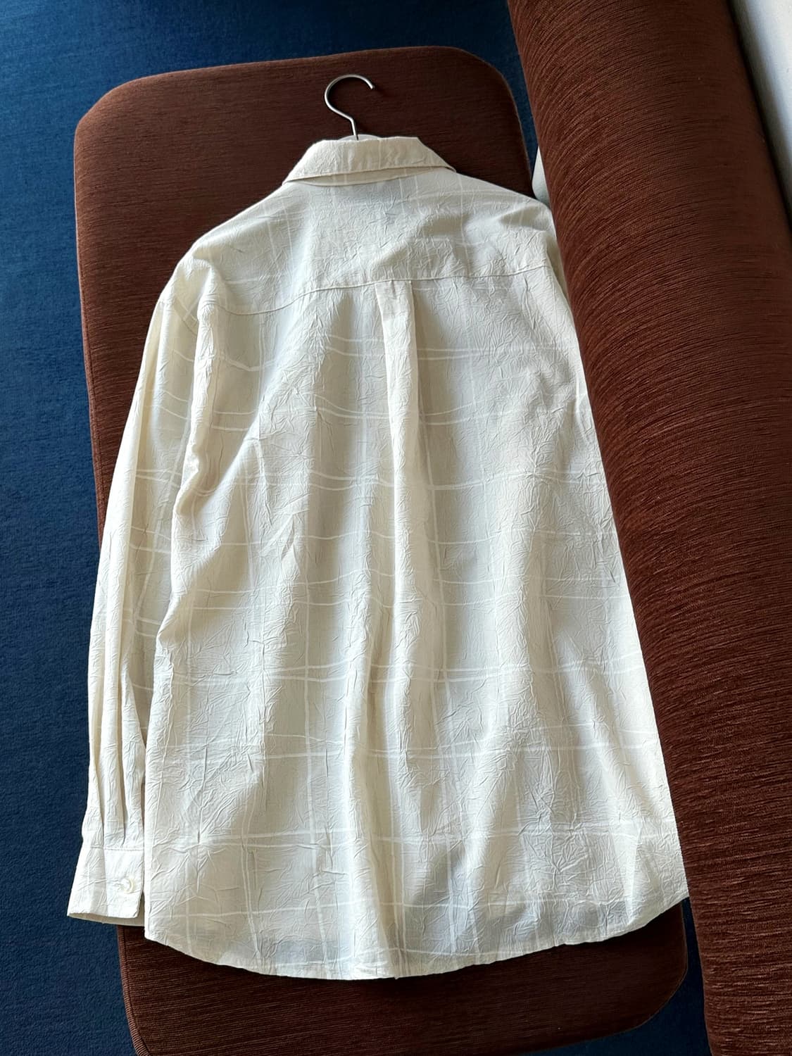 Cotton poly wrinkled check shirt 상품이미지4